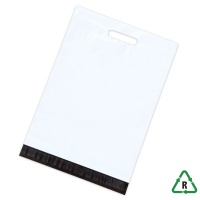 White Mailing Bags With Handles 10 x 14, 250 x 350mm + Lip, Qty 50 
