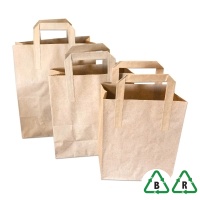 Kraft Brown Paper Carrier Bag [Large] - 250x140x300mm (10x5.5x12")  - Qty 50