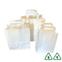 Kraft White Paper Carrier Bag - Large - 250x140x300mm (10x5.5x12") - Qty 50