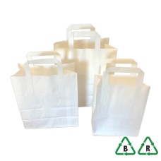 Kraft White Paper Carrier Bag - Large - 250x140x300mm (10x5.5x12") - Qty 50