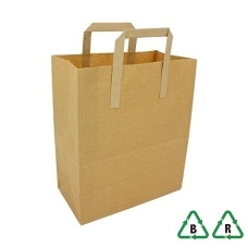Kraft Brown Paper Carrier Bag | Small  - 178x89x229mm (7x3.5x9") - Qty 50
