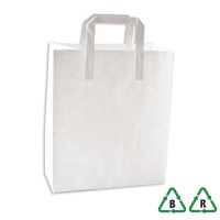Kraft White Paper Carrier Bag | Medium - 215x115x254mm (8.5x4.5x10") - Qty 50