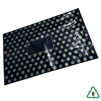 Black/Gold Polka Dot Mailing Bag - 10 x 14", 250 x 350 + Lip - Qty 50