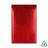 Holographic Red Bubble Lined Bag - 250x180mm + Lip - 10 Bags 