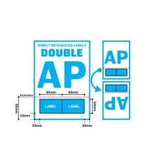Double Integrated Label Style AP with PERF 2 Lab 85 x 54mm - Qty 100