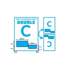 Double Integrated Label Style C - 100 x 45mm / 64 x 32mm - Qty 100