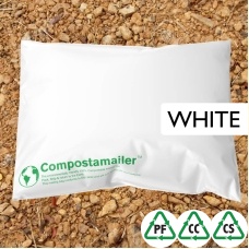 Compostamailer™  Compostable Mailing Bag - White - 40mu - 450x600+40mm Lip, Perm SAS - Qty 25 Bags 