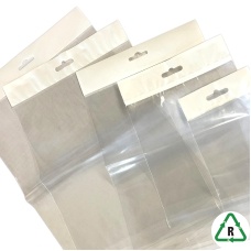 Header Display Bags with Reinforced White Euroslot - 100 x 130 + Lip - Qty 1 Pack of 200   