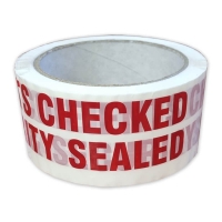 Printed Warning Tape 48mm x 66m - Contents Checked & Security Sealed Printed Tape - QTY 1