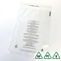 Clear 30% Recycled LDPE Garment Bags 18 x 24+Lip, 457 x 610mm + Lip - Qty 100