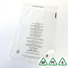 Clear 30% Recycled LDPE Garment Bags 18 x 24+Lip, 457 x 610mm + Lip - Qty 100