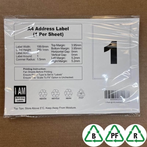 A4 Perm Self Adhesive Labels
