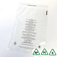 Clear 30% Recycled LDPE Garment Bags 12 x 16 + Lip, 305 x 406mm + Lip - Qty 100