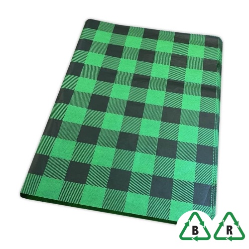 Green Lumberjack Printed Stock Tissue Wrapping Paper