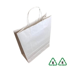 Kraft White Paper Carrier Bag | Twisted Handle - 260x120x350mm (10x5x14")  - Qty 50