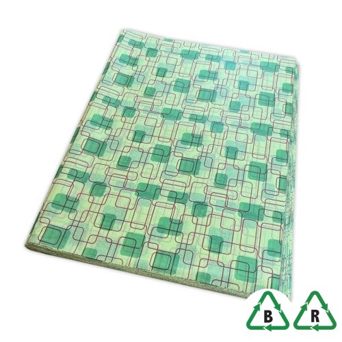 Random Square Green Printed Stock Tissue Paper