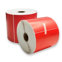 Red Direct Thermal Printer Label - 4 x 6" (101.6 x 152.4mm) - Qty 1 Roll (500 Labels)