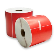 Red Direct Thermal Printer Label - 4 x 6" (101.6 x 152.4mm) - Qty 1 Roll (500 Labels)