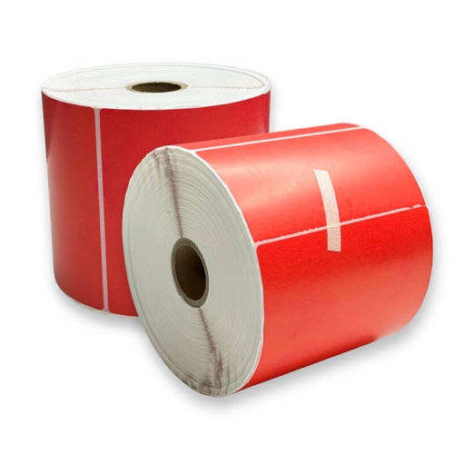 Red Direct Thermal Printer Label - 4 x 6" (101.6 x 152.4mm) 