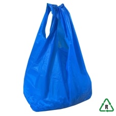 Blue Recycled Vest Carrier Bag - 11 x 17 x 21 ° - Galaxy - 20micron 100% Recycled - Qty 100