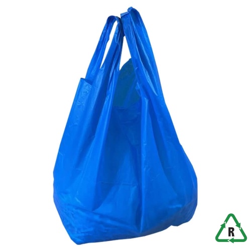 Blue Recycled Vest Carrier Bag - 12 x 18 x 24 °