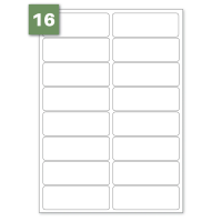 A4 Perm Self Adhesive Labels - White - 16 to a sheet, rounded corners. Pack of 100 Sheets