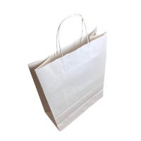Kraft White Paper Carrier Bag [Twisted Handle] - 260x120x350mm (10x5x14")  - Qty 50
